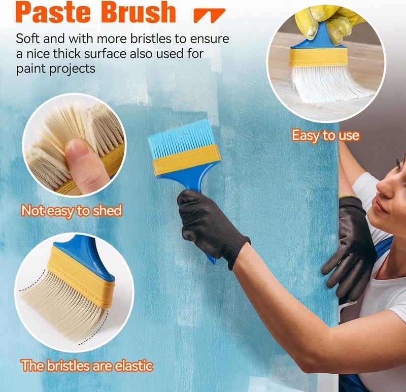 WRAPXPERT Wallpaper Smoothing Tools, Wallpaper Tools for Peel and Stick, Tool Kits for Adhesive Contact Paper, Backsplash Tile, Window Film Installation, with Smoothing Brush, Wall Paper Paste Kit - Image 5